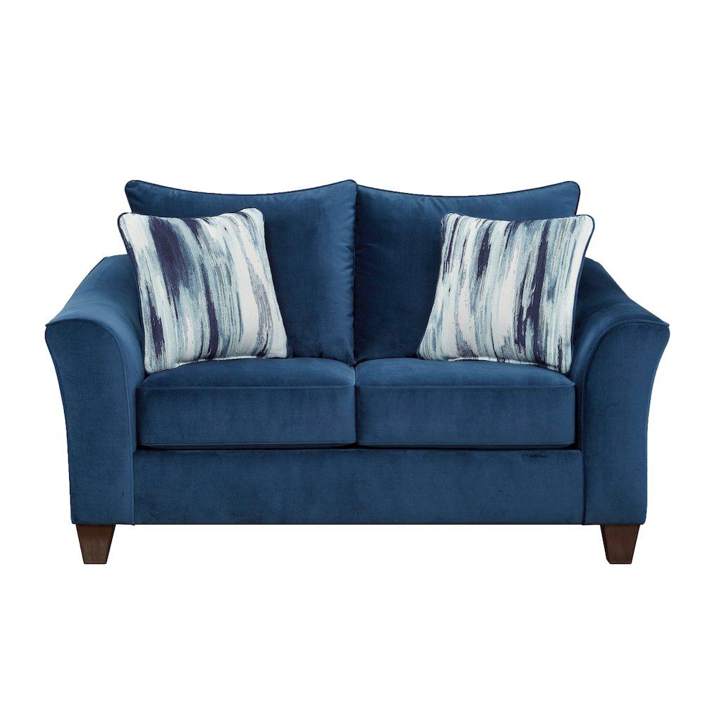 Camero Fabric Pillowback Loveseat in Navy Blue. Picture 6