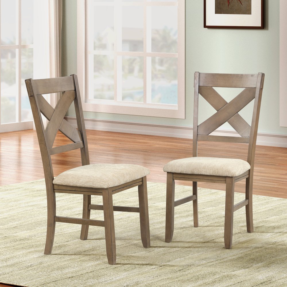 Raven Wood 5-PC Dining Set, Extendable Trestle Table 4 Chairs, Glazed Pine Brown. Picture 9