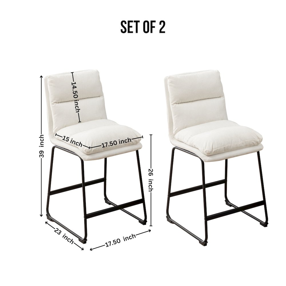 Milos Upholstered 26-inch Counter Height Stools, Set of 2. Picture 13