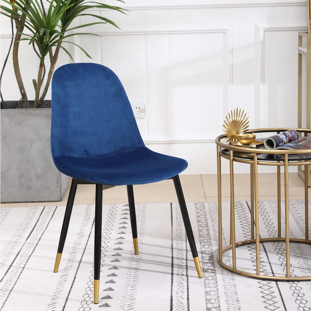 Lassan Contemporary Fabric Dining Chairs, Set of 4, Blue. Picture 5