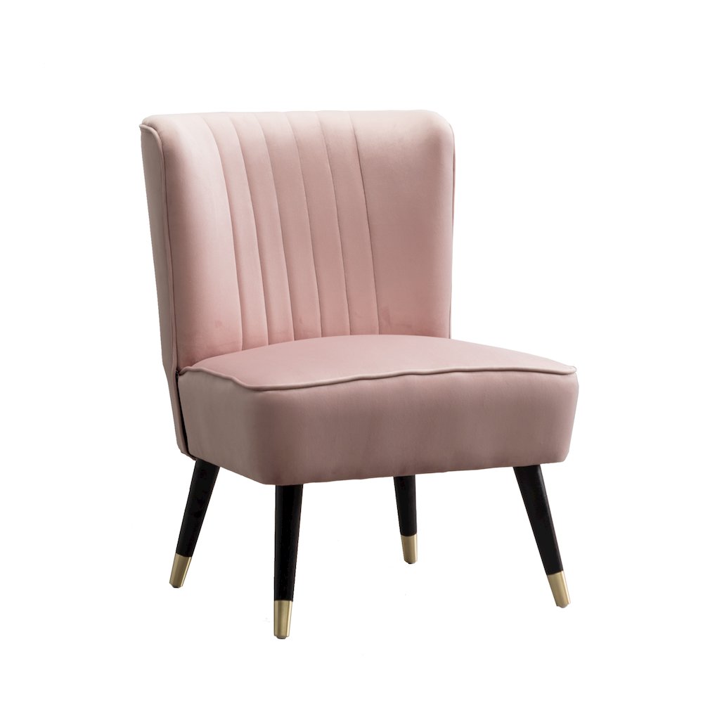 Elon Contemporary Velvet Upholstered Accent Chair, Pink. Picture 1