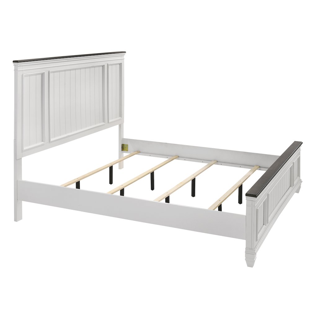 Clelane 3-Piece Wood Bedroom Set, King Bed and 2 Nightstands, Weathered White. Picture 12