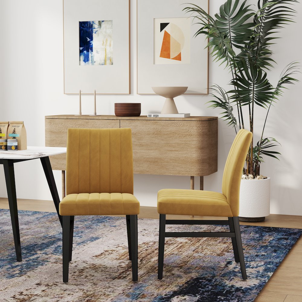 Wendell Contemporary Upholstered Dining Chairs, Set of 2. Picture 3