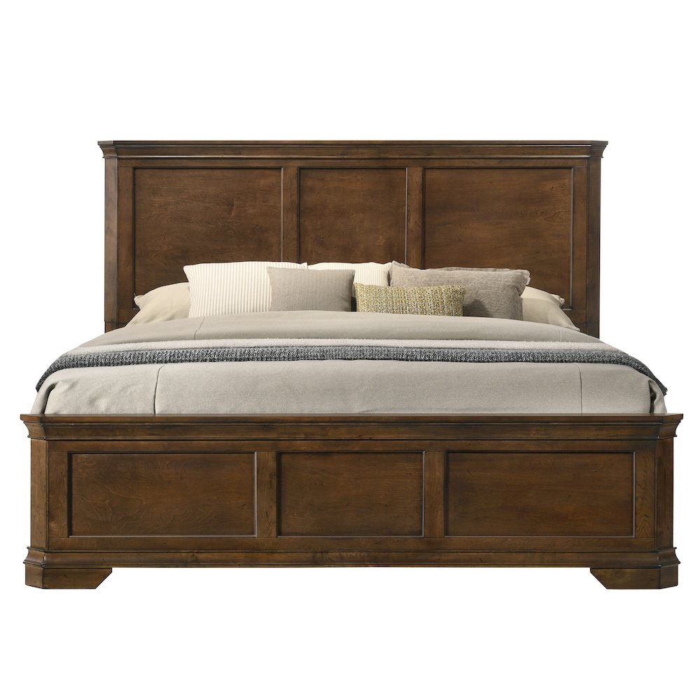 Maderne Traditional Wood Panel Bed, Queen, Antique Walnut Finish. Picture 4