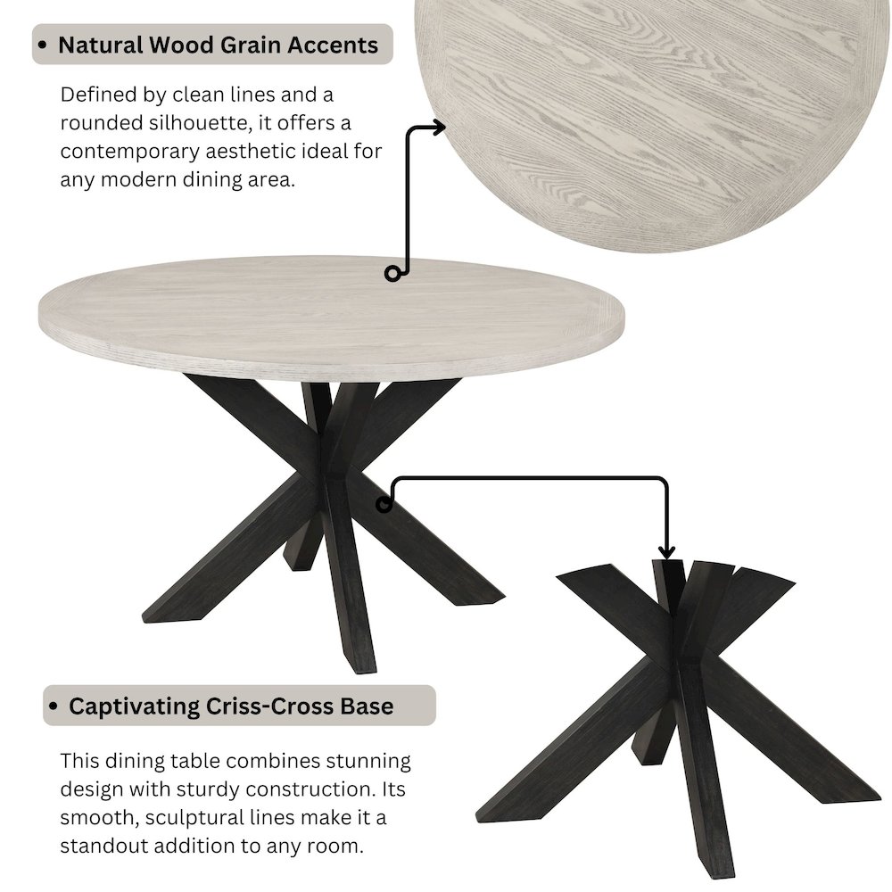 Gates Round Dining Table, Criss-Cross Base, Gray. Picture 7