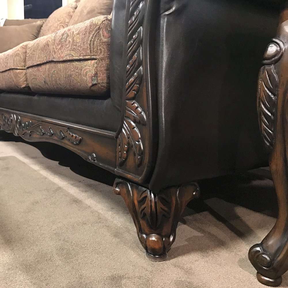 San Marino 2-Tone Chocolate Microfiber Loveseat, Made in USA. Picture 4