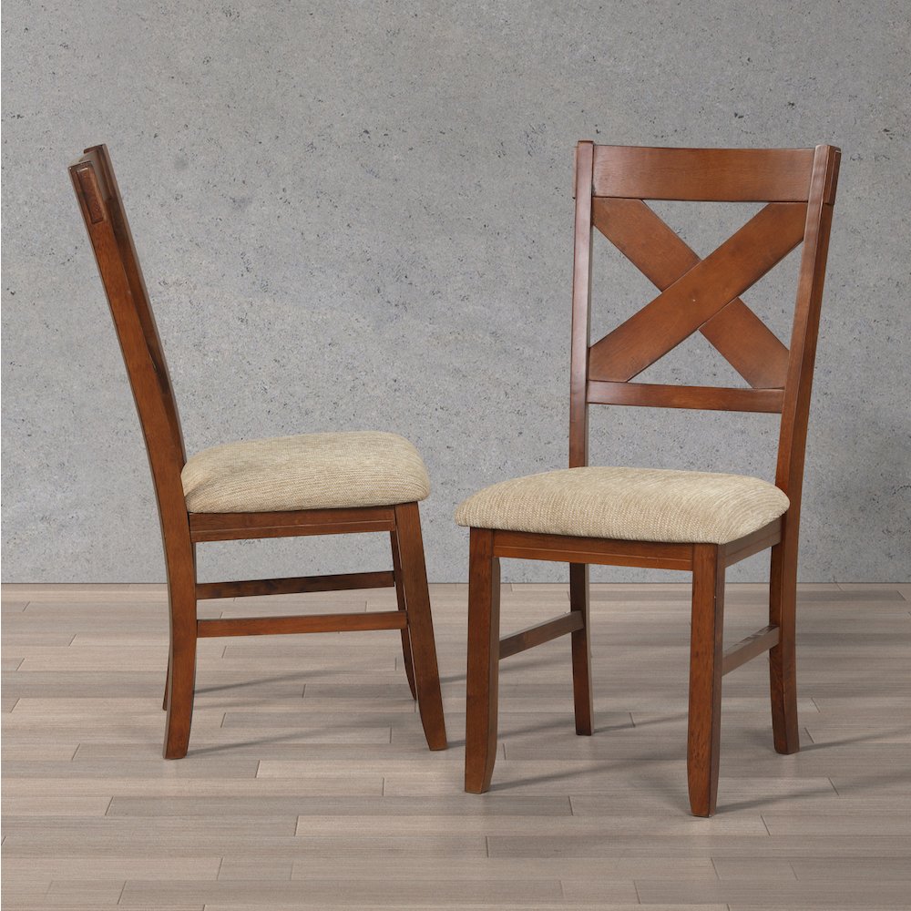 5-Piece Dining Set, Extendable Trestle Dining Table with 4 Chairs, Dark Hazelnut. Picture 10