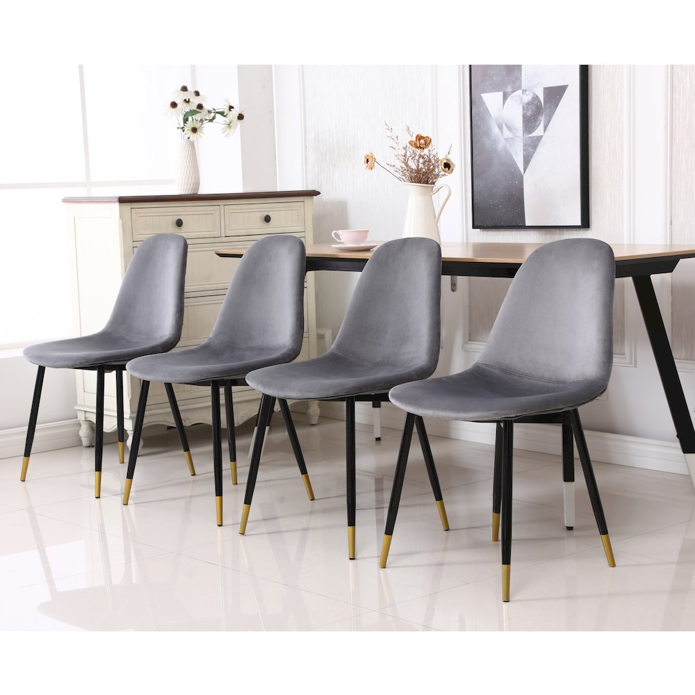Lassan Contemporary Fabric Dining Chairs, Set of 4, Gray. Picture 2