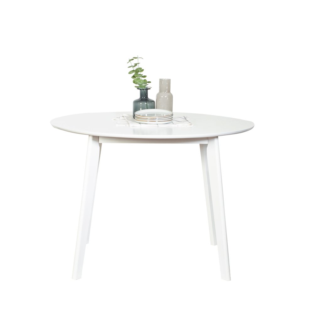 Roma Contemporary White Round Dining Table. Picture 1