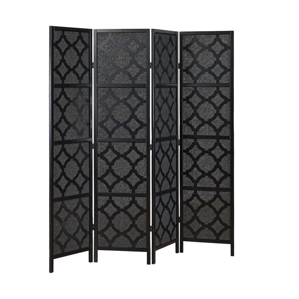 4-Panel Room Divider, Decorative Folding Freestanding Privacy Screen, Black. Picture 1