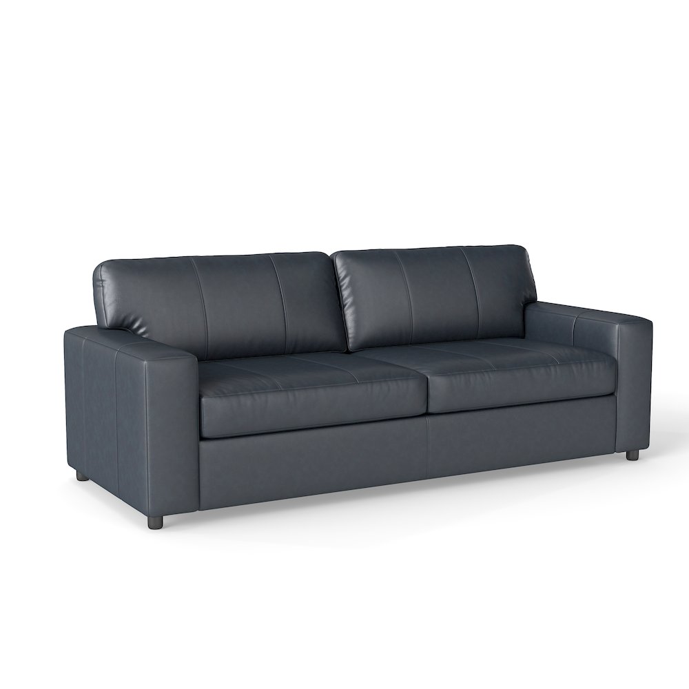 Sakan Leather Upholstered Sofa, Blue. Picture 1