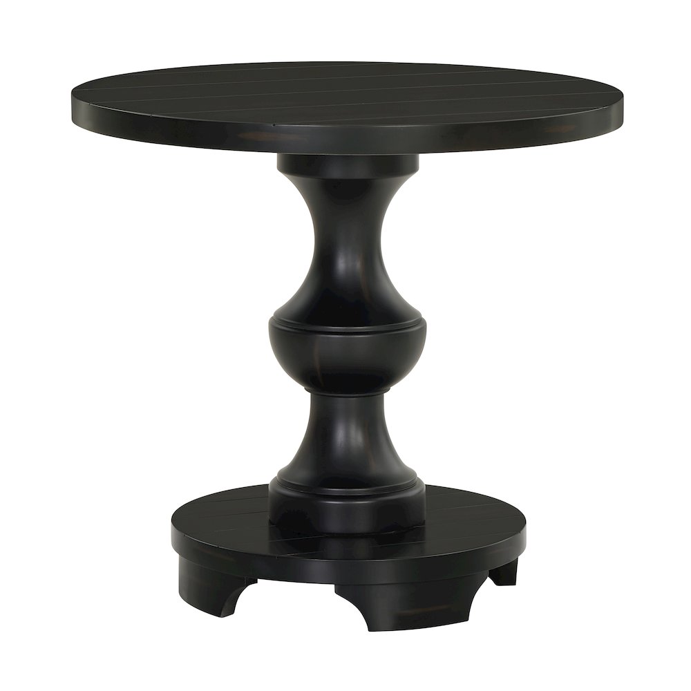 Caesar Traditional Round Pedestal End Table, Black. Picture 1