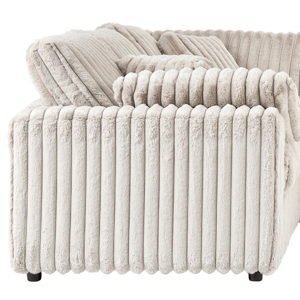 Belvoir 3-Piece Living Room Set, Sofa Cuddle Chaise and Ottoman, Beige Champagne. Picture 12