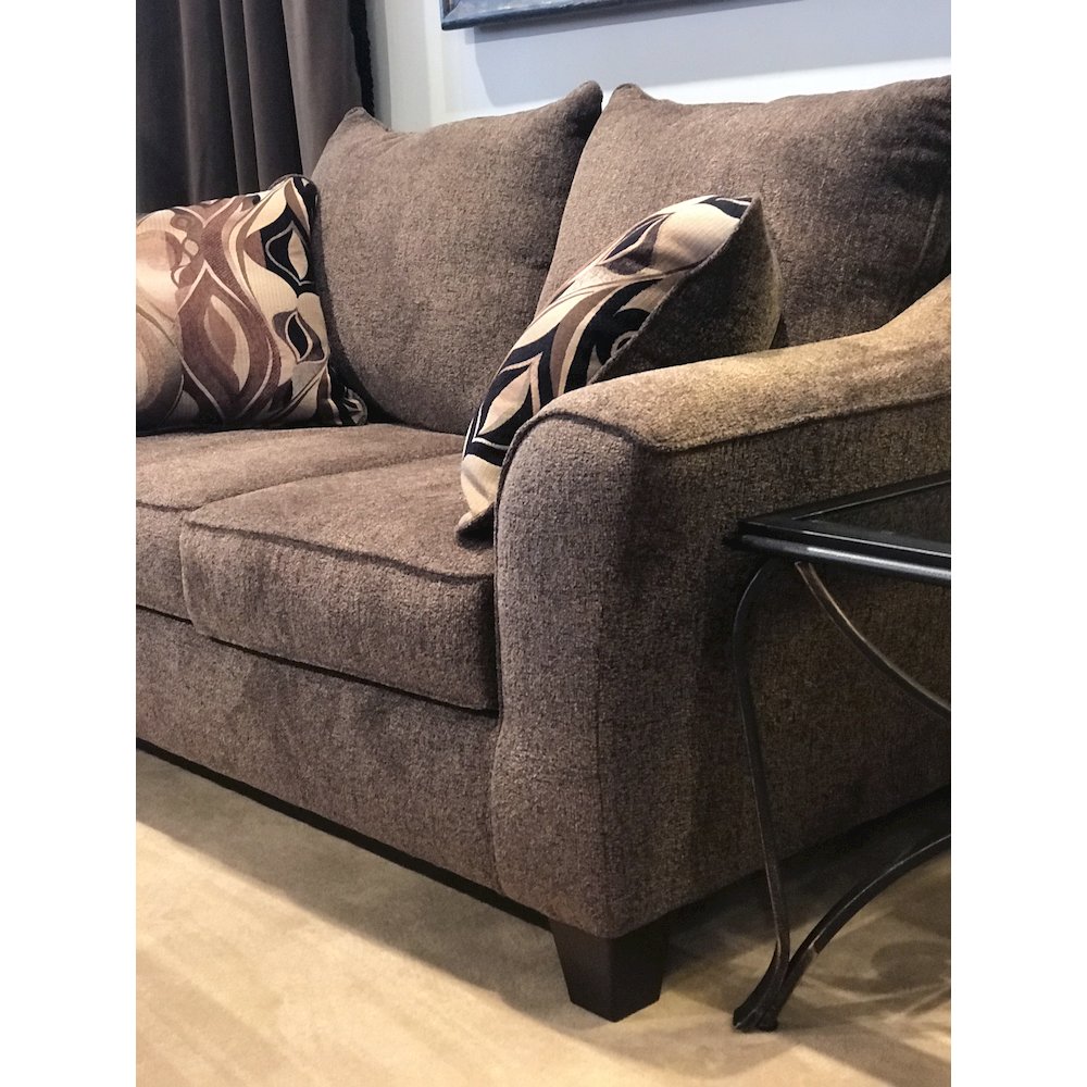 Camero Cafe Fabric Pillowback Sofa and Loveseat Set. Picture 5