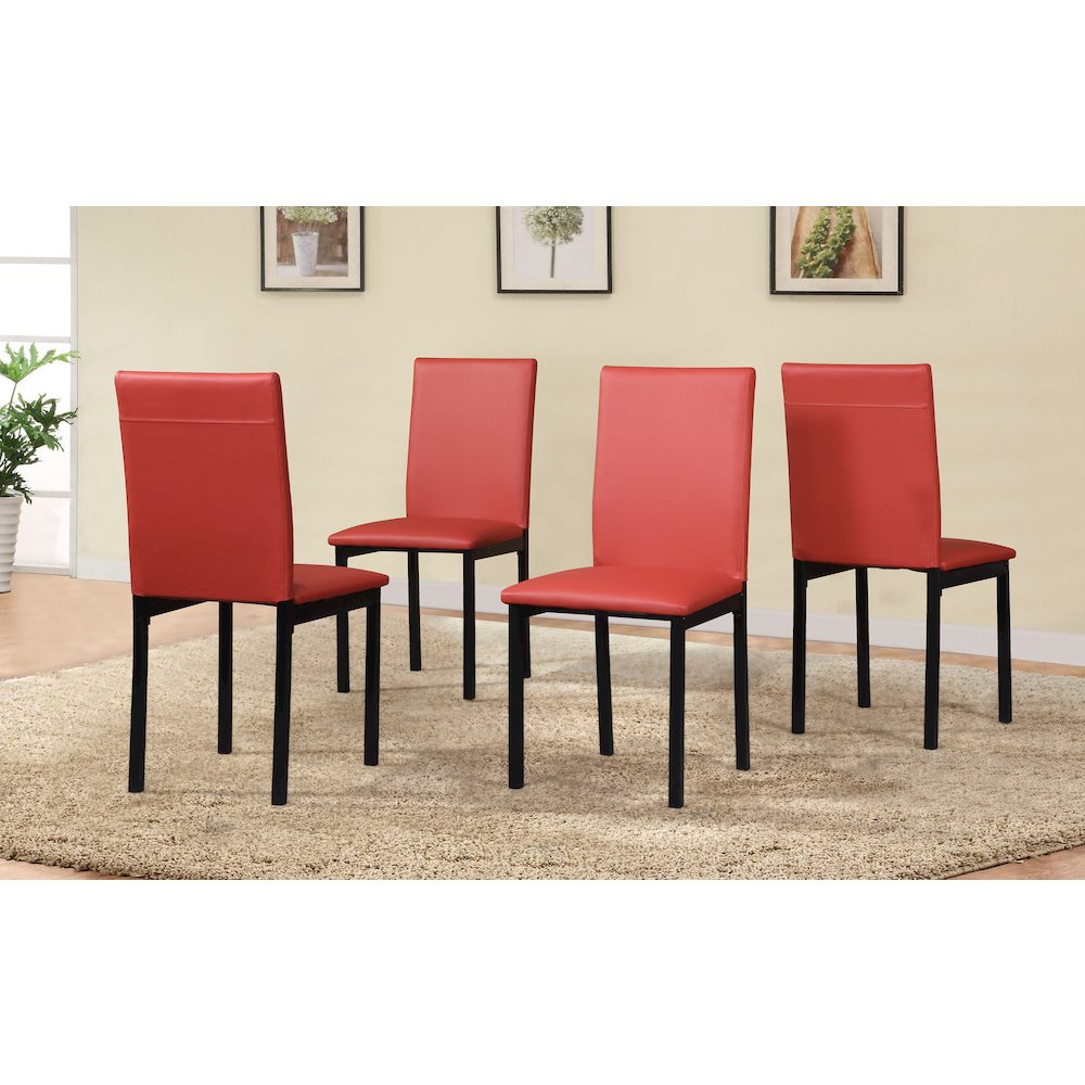 Noyes Faux Leather Seat Metal Frame Red Dining Chairs , Set of 4. Picture 2