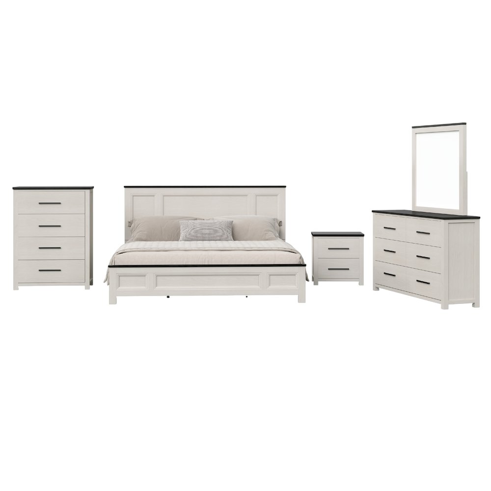 Realynn 5-Pc Bedroom Set, King Panel Bed, Dresser, Mirror, Chest, Nightstand. Picture 1