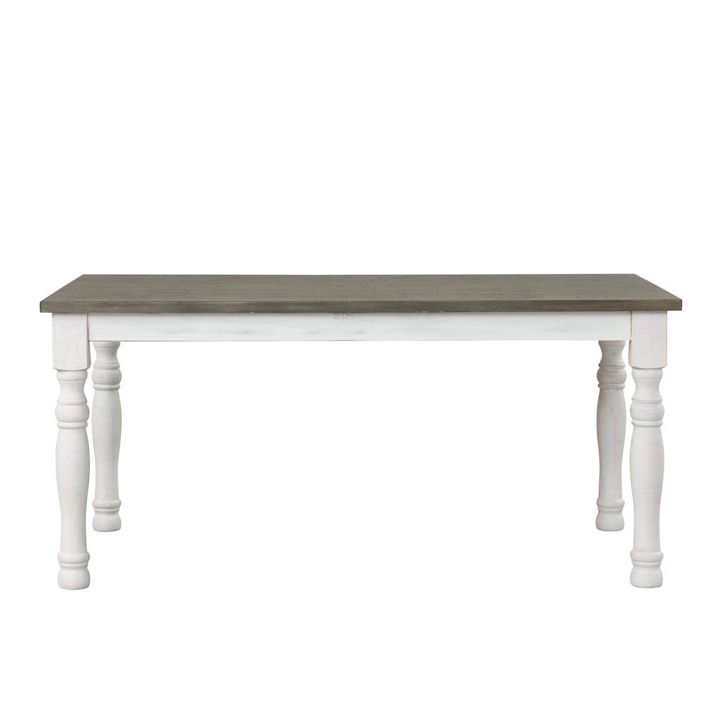 Ebret Farmhouse Two-tone Distressed Wood Dining Table, Brown and White. Picture 2