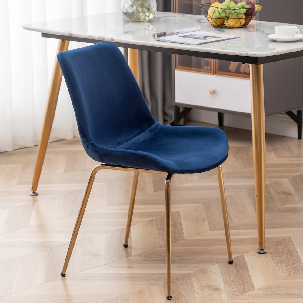 Aufurr Modern Velvet Dining Chair, Set of 2, Blue. Picture 3