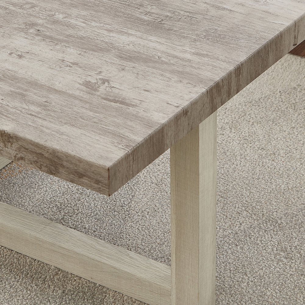 Luno Contemporary End Table, Weathered Gray and Beige. Picture 6