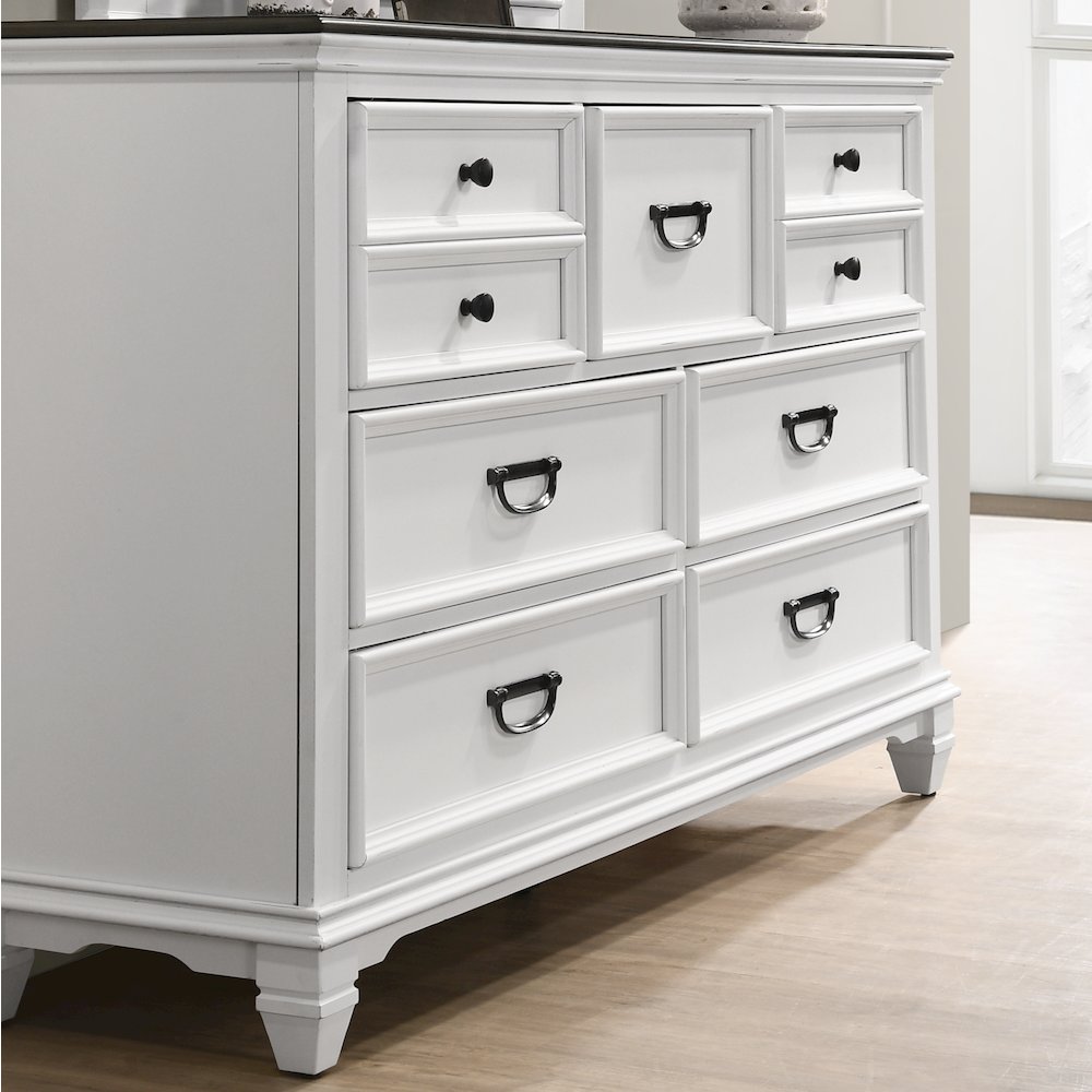 Clelane Wood 7-Drawer Dresser, Weathered White and Gray. Picture 2