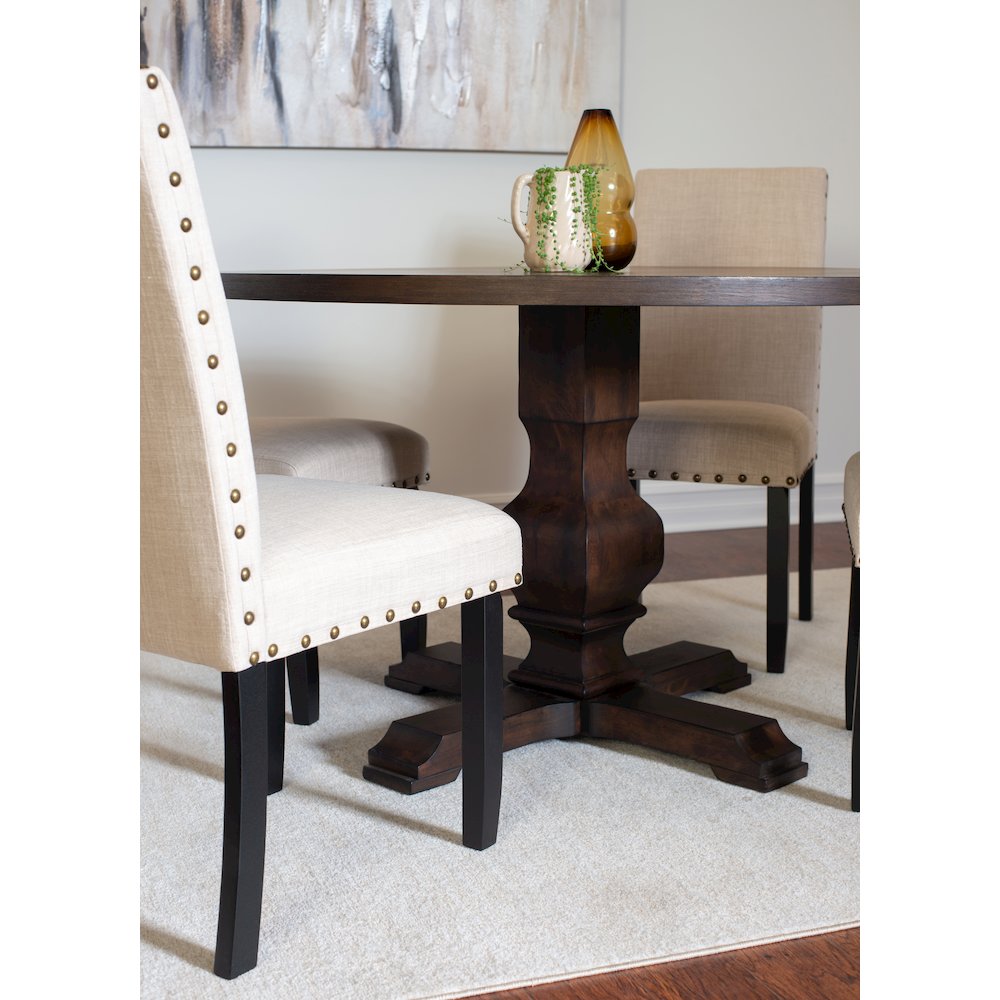 Kohland 5-Pc Dining Set, Pedestal Round Table with 4 Stylish Chairs, Tan. Picture 4