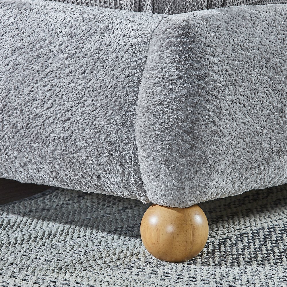 Lunara Gray Upholstered Platform Bed with Bun Feet, King. Picture 3