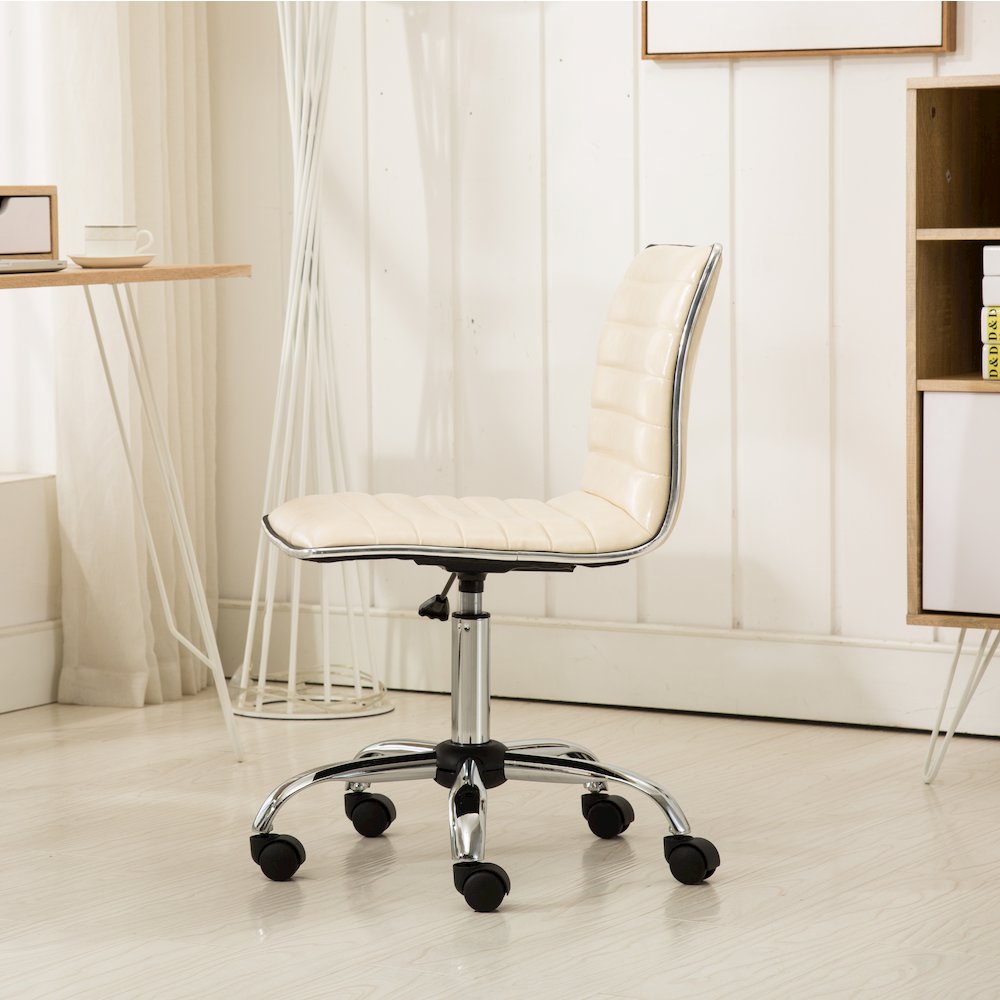 Fremo Chromel Adjustable Air Lift Office Chair in Beige. Picture 4