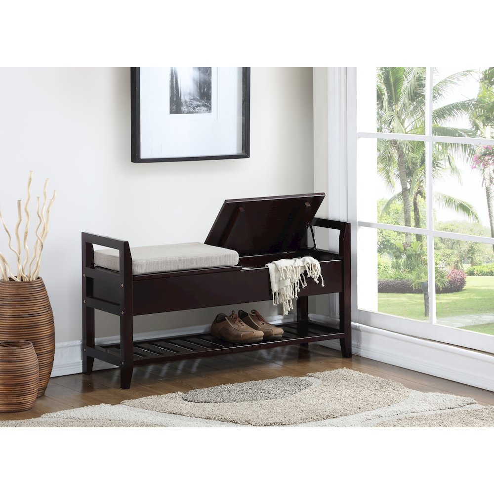 Vannes Espresso Storage Shoe Bench. Picture 3