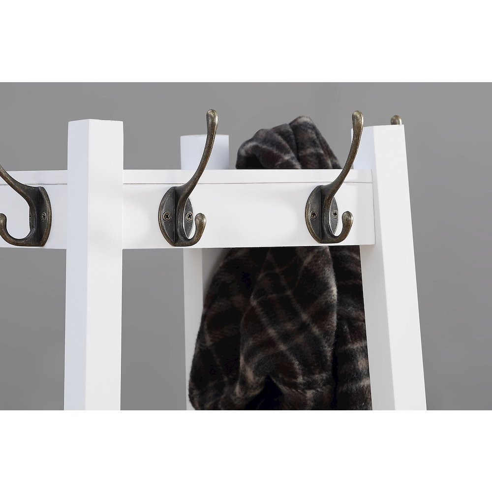 Vassen Coat Rack with 3-Tier Storage Shelves in White Finish. Picture 4