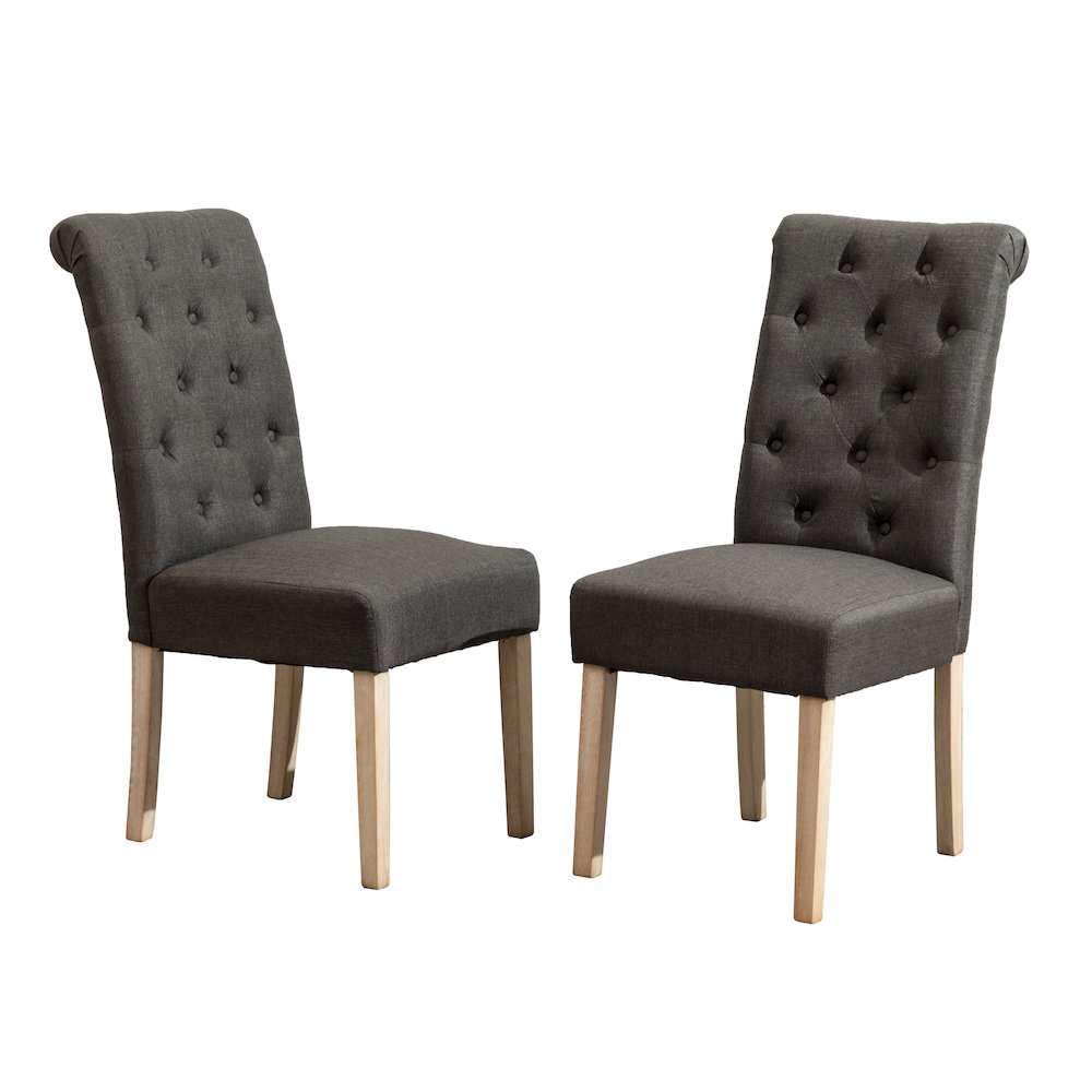 Amonia 7-Pc Dining Set, Turned-Leg Dining Table with 6 Tufted Chairs, Charcoal. Picture 11