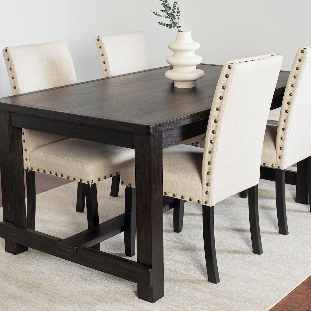 6-Piece Dining Set, Dining Table with 4 Stylish Chairs and a Bench, Tan. Picture 5
