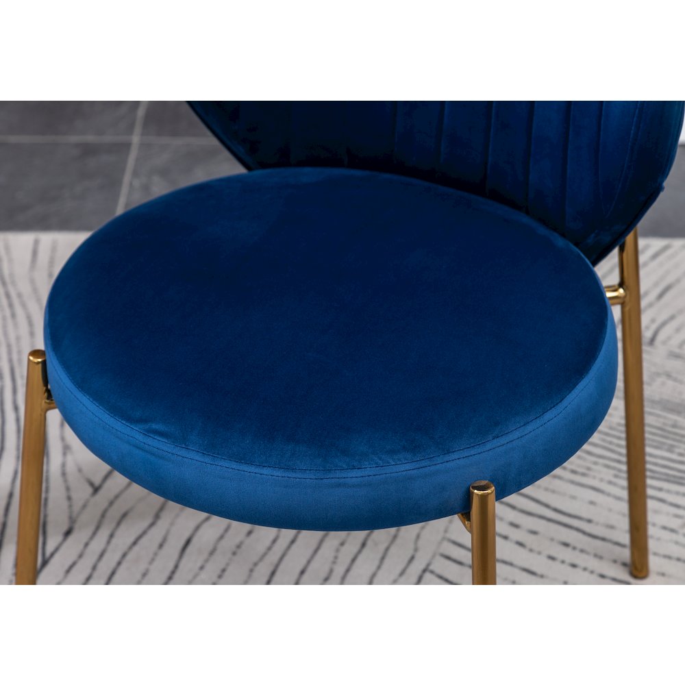 Amoa Contemporary 3-Pc Dining Set, White Round Dining Table and 2 Chairs, Blue. Picture 9