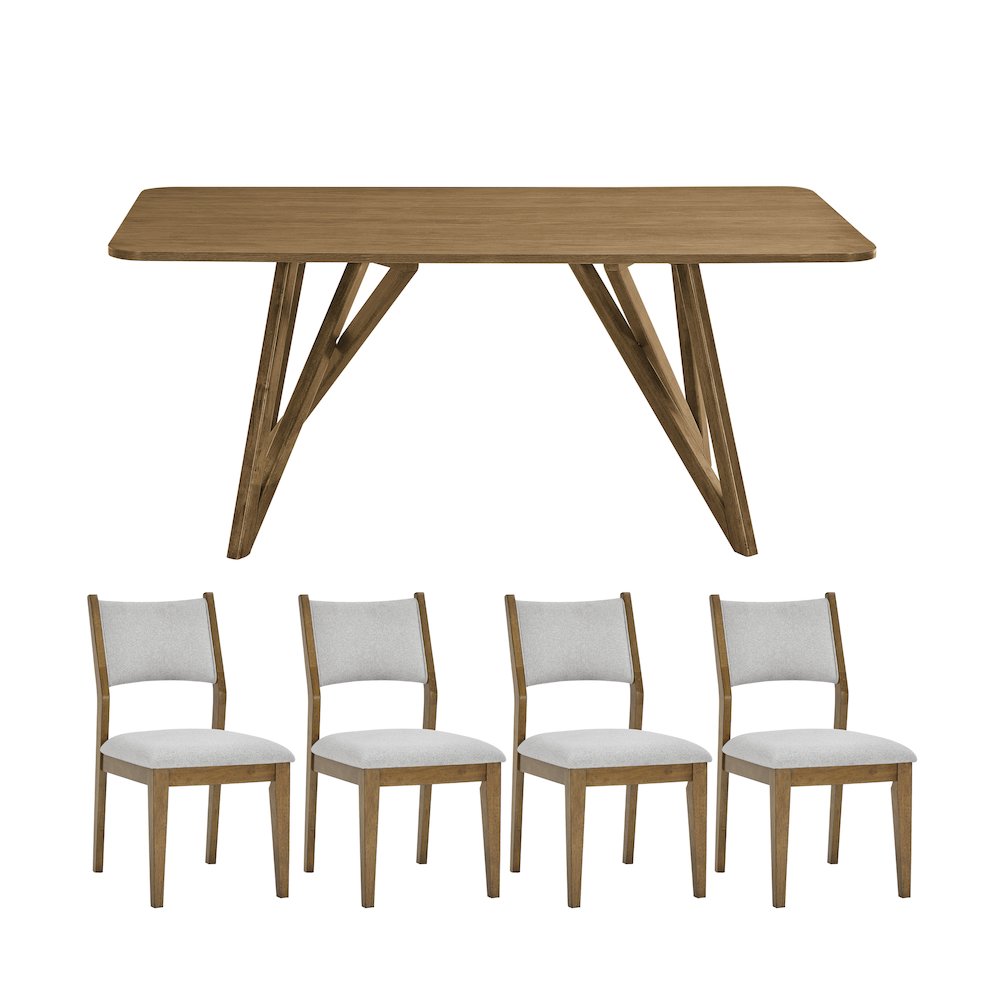 Avery 5-Pc Dining Set, Tripod-Cross Dining Table with 4 Stylish Chairs. Picture 1