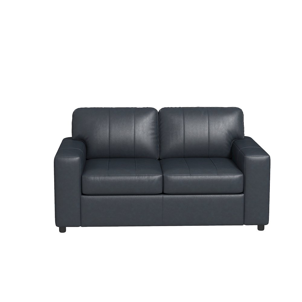 Sakan Leather Upholstered Loveseat, Blue. Picture 11
