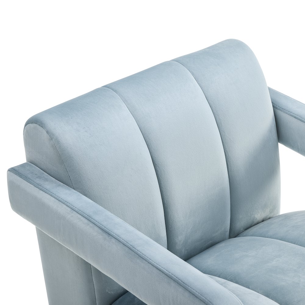 Velmor Contemporary Velvet Accent Armchair, Blue. Picture 4