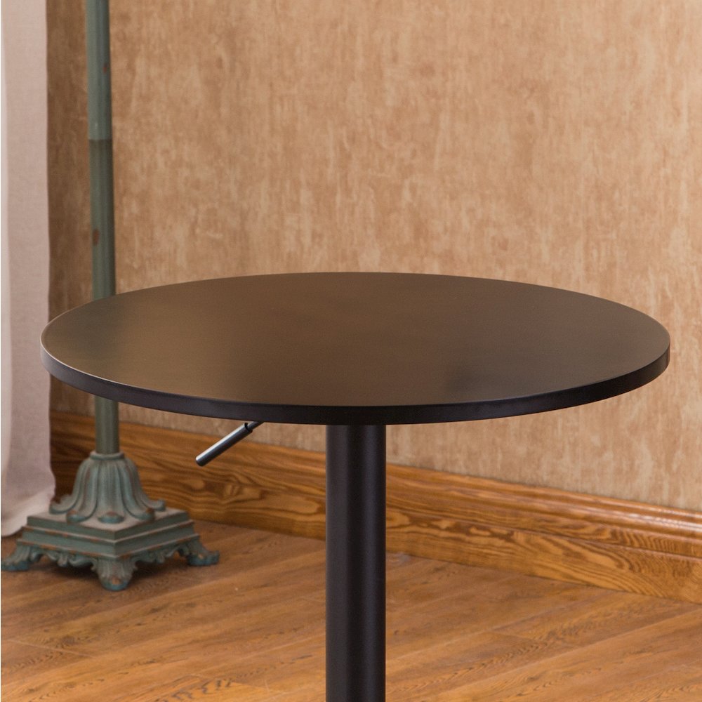 Belham Black Round Top Adjustable Height with Black Leg And Base Metal Bar Table. Picture 5