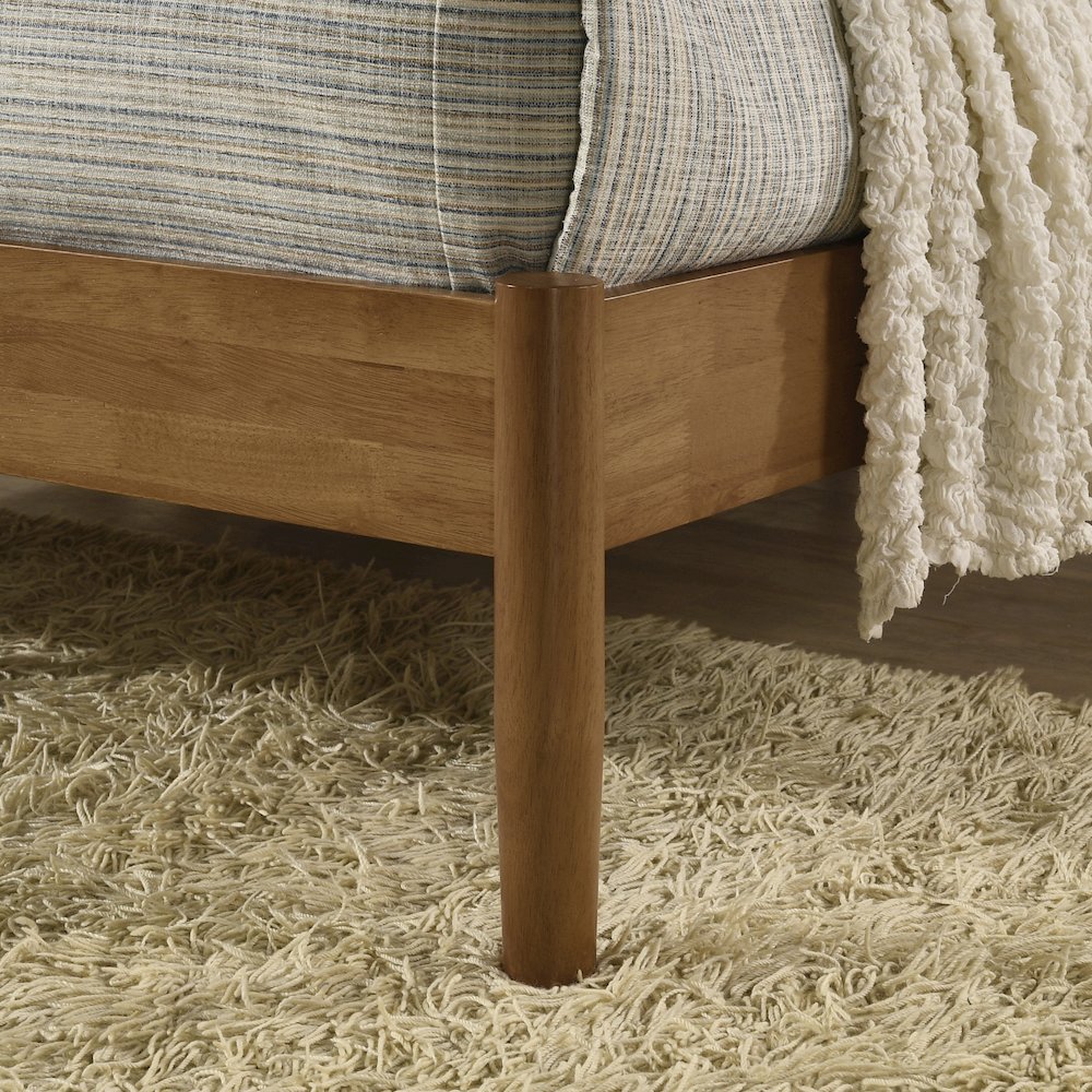 Vichy Queen Platform Bed with Corduroy Upholstery,Light Walnut Rubberwood Frame. Picture 6