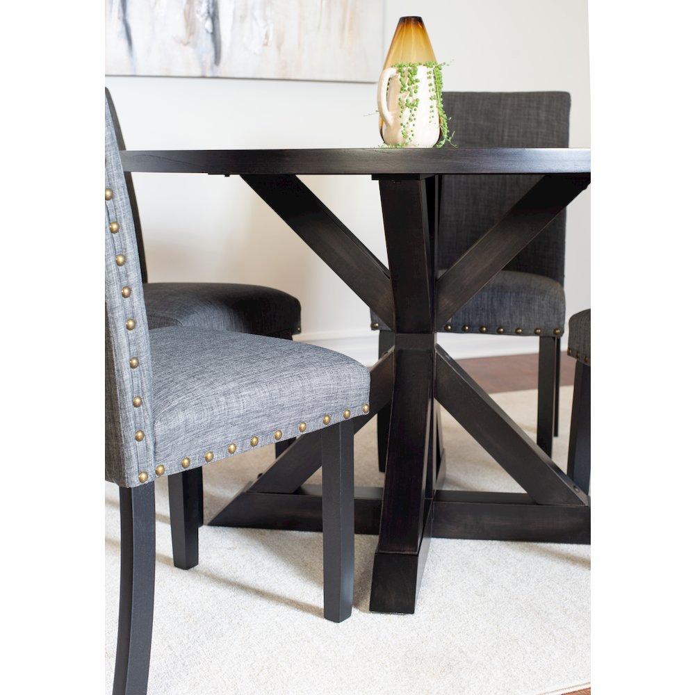 Mytzi 5-Pc Dining Set, Cross-Buck Dining Table with 4 Stylish Chairs, Gray. Picture 6