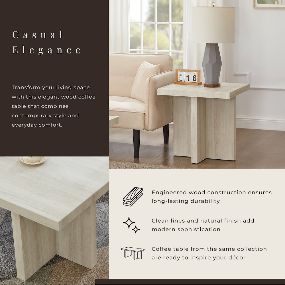 Mchome Square End Table, Nightstand, White Finish. Picture 7