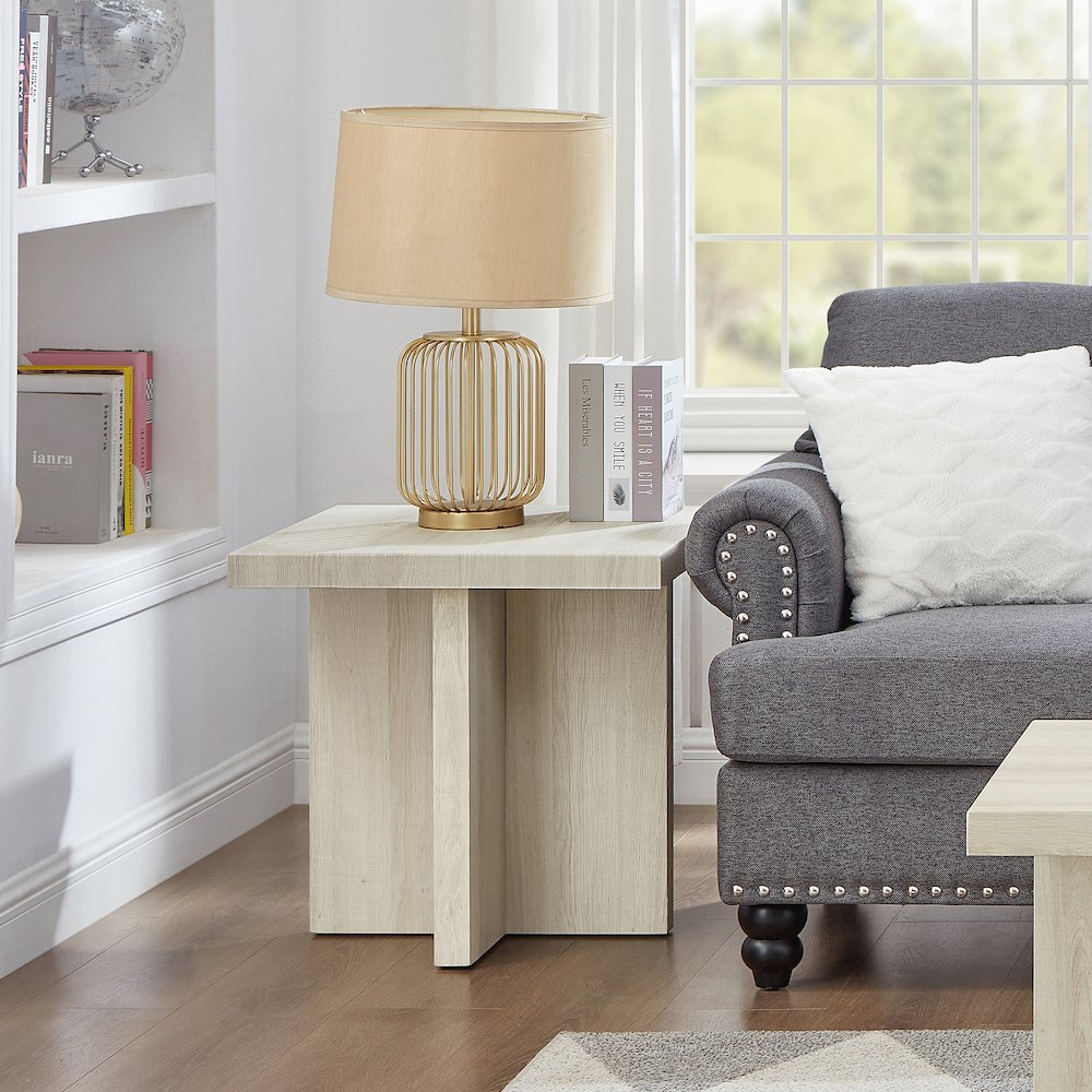 Mchome Square End Table, Nightstand, White Finish. Picture 3