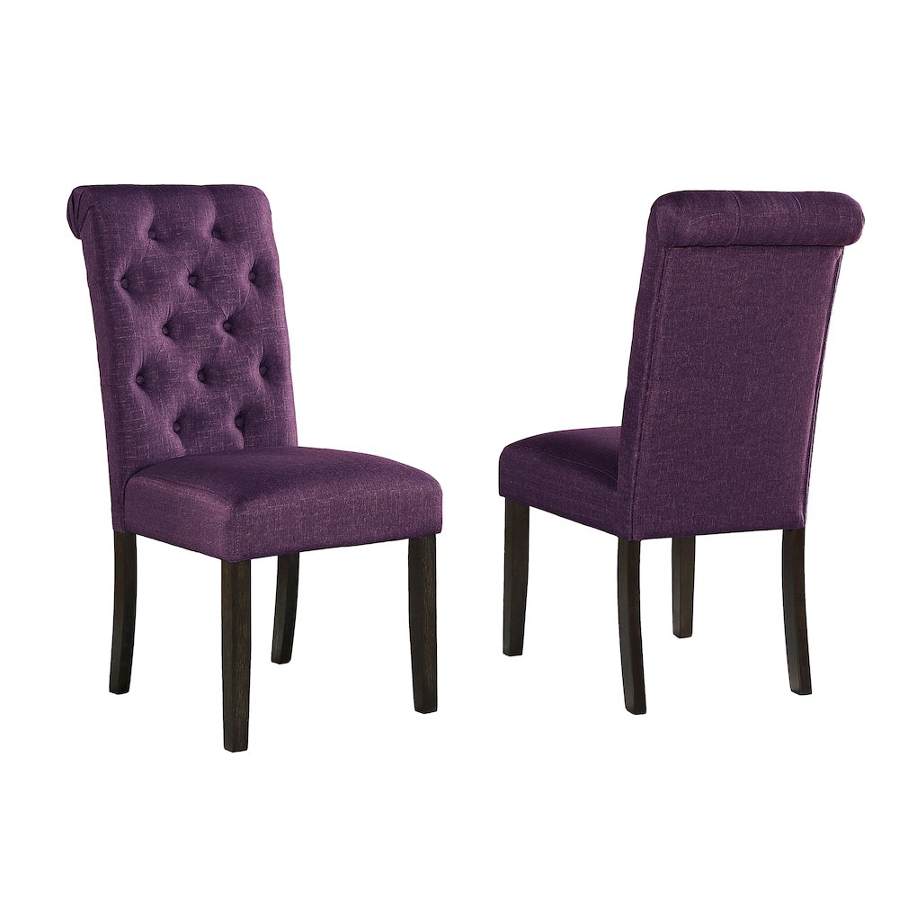 Leviton Solid Wood Tufted Asons Dining Chair, Set of 2, Purple. Picture 6