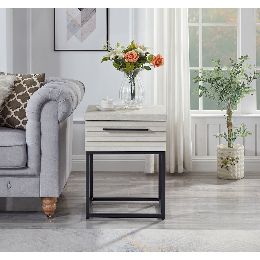 Celestial Contemporary Storage End table, White. Picture 2