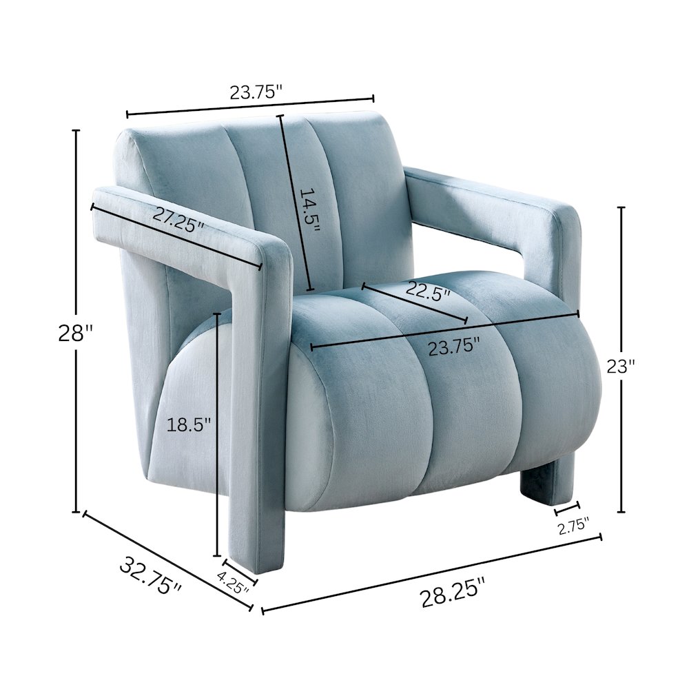 Velmor Contemporary Velvet Accent Armchair, Blue. Picture 7