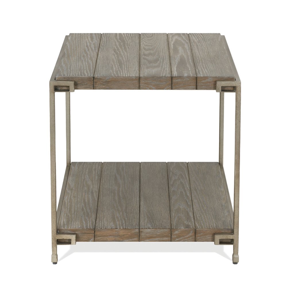 Corbeta Metal Frame Wood Living Room End Table with Shelf, Aged Graphite. Picture 2
