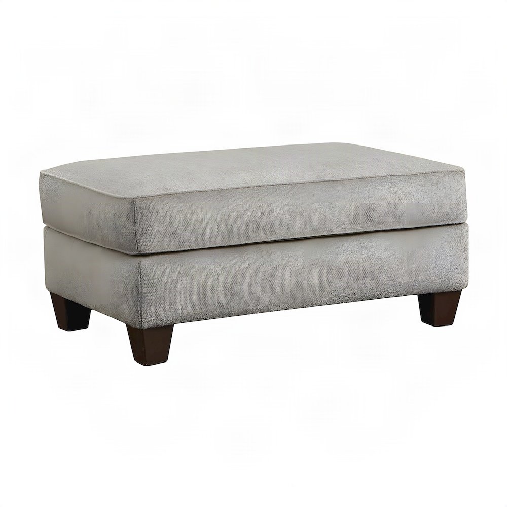 Fabric Upholstered Cocktail Ottoman with Solid Wood Legs, Foot Rest, Grey