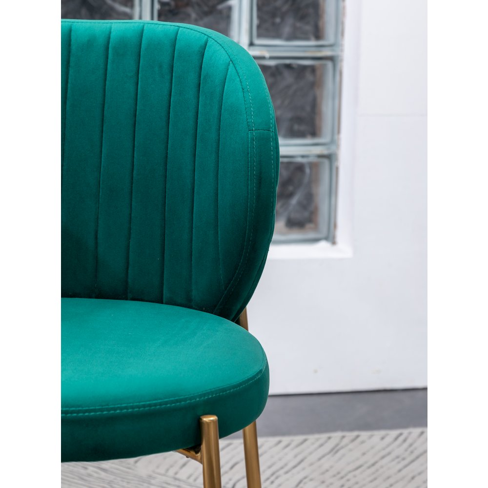 Amoa Contemporary 3-Pc Dining Set, White Round Dining Table and 2 Chairs, Green. Picture 11