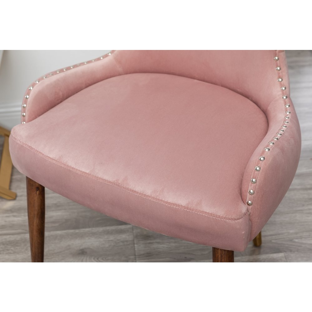Lindale Contemporary Velvet Upholstered Nailhead Trim Accent Chair, Pink. Picture 8