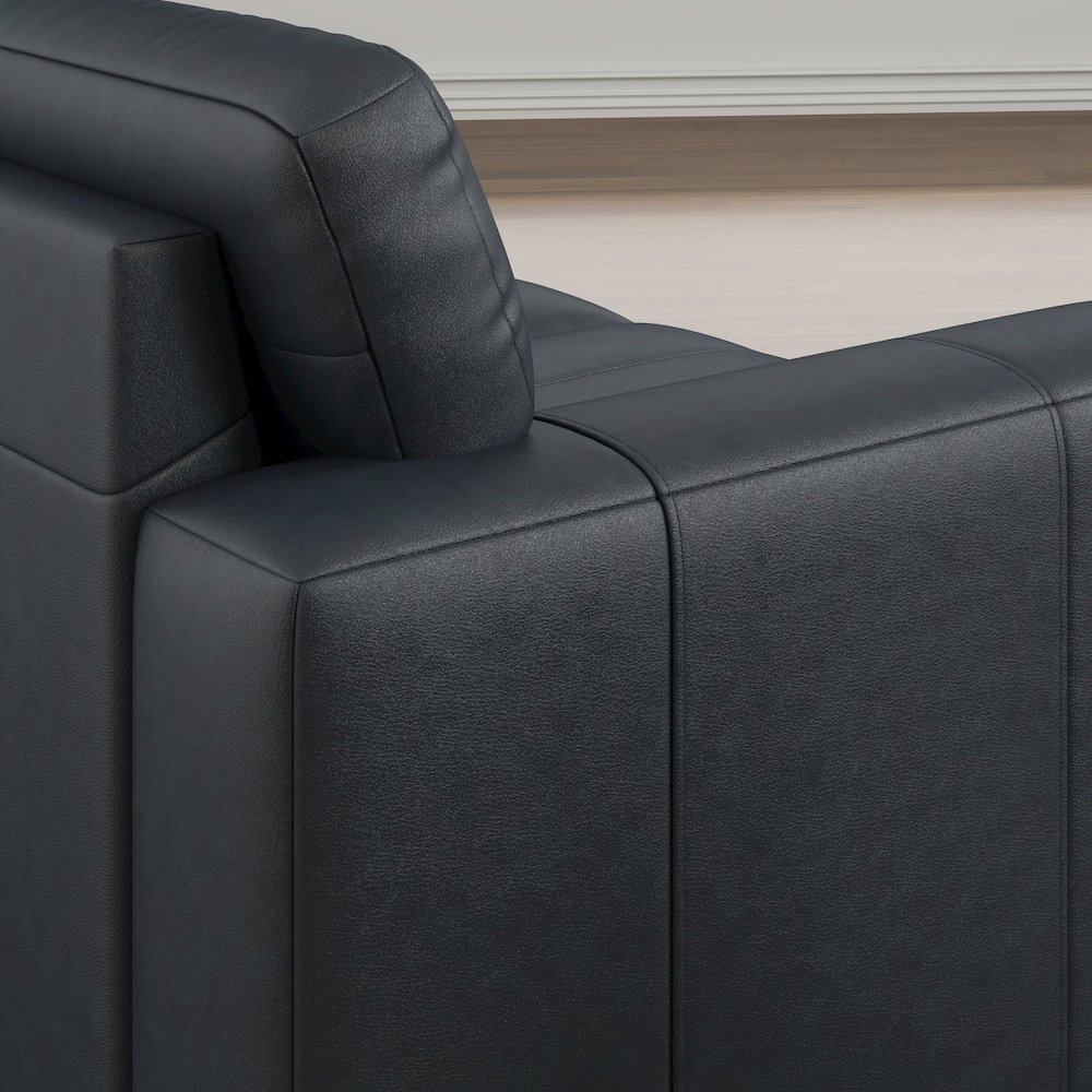 Sakan Leather Upholstered Loveseat, Blue. Picture 8