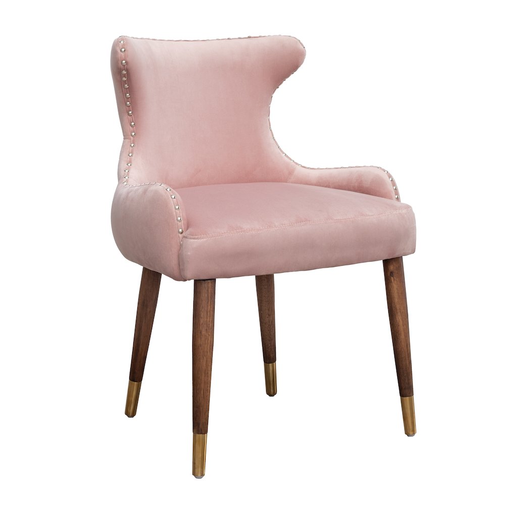 Lindale Contemporary Velvet Upholstered Nailhead Trim Accent Chair, Pink. Picture 12