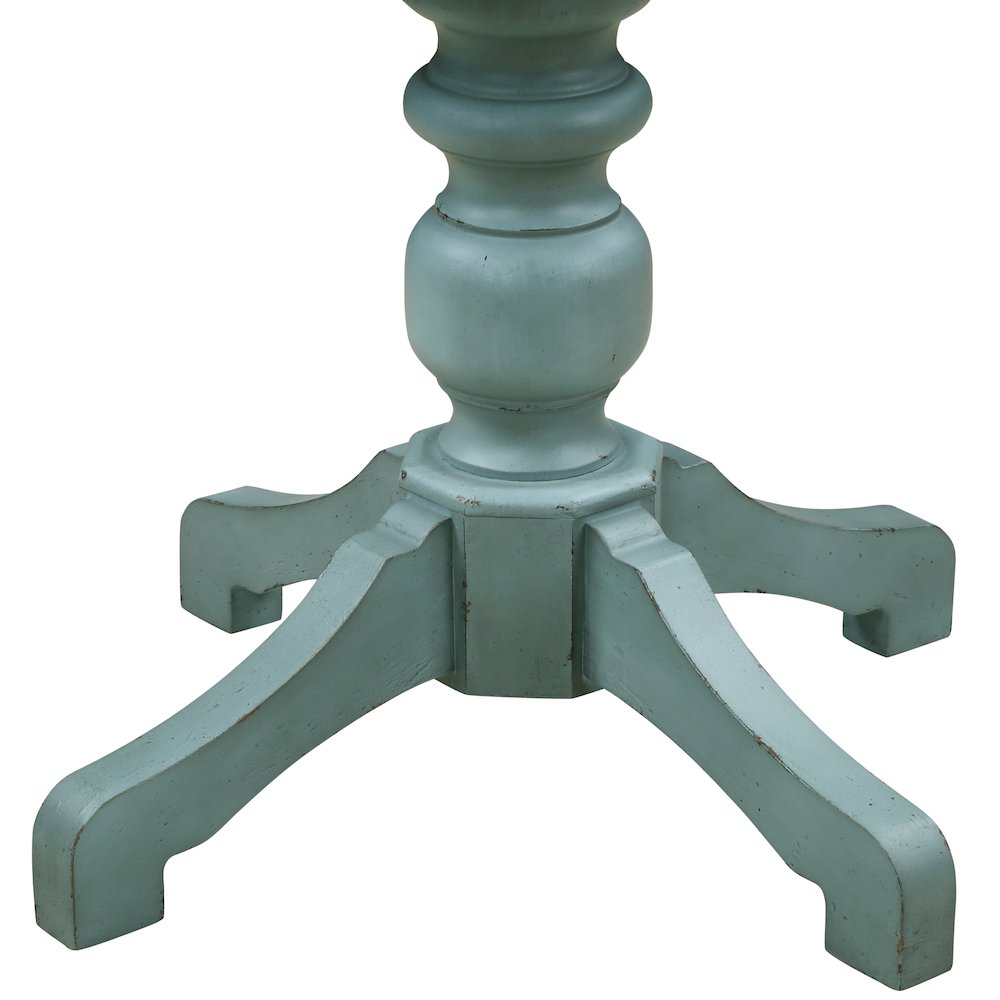 Prato Round Blue and Brown Two-Tone Finish Wood Dining Table. Picture 3